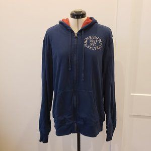 Ralph Lauren Denim Supply Zippered Hooded Jacket Blue/Orange Size Large